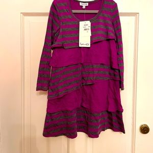 NWT Kids’ Splendid Tiered LS Stripe Solid Dress
